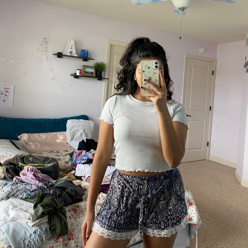 Blue and white design cute shorts